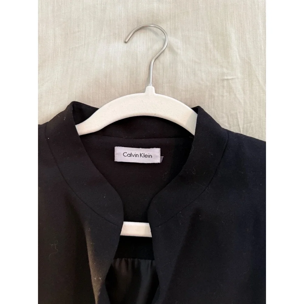 Calvin Klein Black Sleeveless Sheath Dress Mock Neck Business Casual Size 12 - Picture 8 of 10